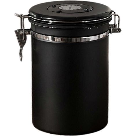 Kaffeedose, luftdichter Bohnenbehälter, Aufbewahrungsbox 1,8 l, Schwarz (1/5)