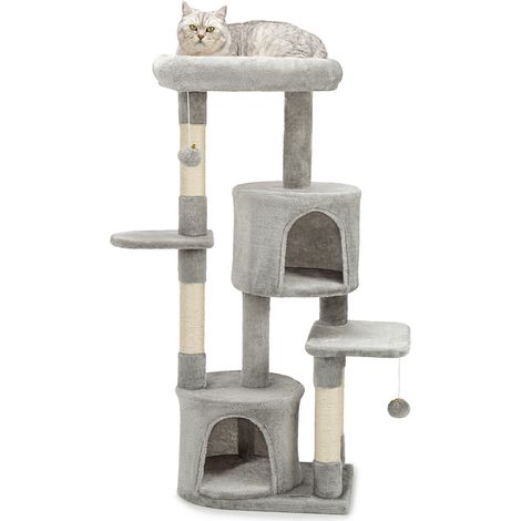 lionto Kratzbaum für Katzen Kletterbaum Katzenbaum Höhe 115 cm, hellgrau (1/5)