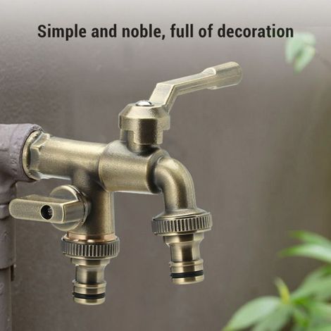 Shipenophy robinet d'eau extérieur à double robinet de 3/4 po Kit de robinet d'eau extérieur à double electromenager defroisseur (1/5)