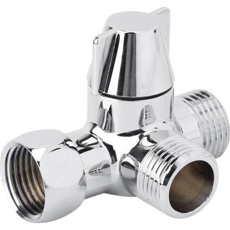 Vanne de dérivation de douche 3 voies G1/2", vanne de dérivation universelle en laiton massif pour douche, toilettes, bidet et pommeau de douche. (1/5)