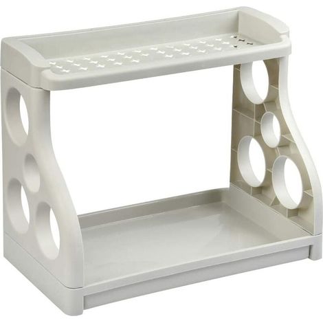 Étagère d’Épices Porte-Épices pour Cuisine, 2 Etagères de Stockage Stand de Rangement de Bouteilles Organisateure, Titulaire pour Cuisine (1/5)