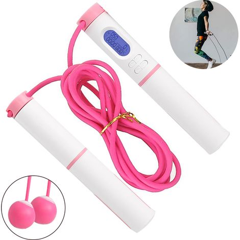Corde à Sauter Numérique - Compteur Intelligent Calories Temps Sauts - Câble Acier Réglable 3 M - Poignées Ergonomiques ABS - Mode Sans Corde - 1 Pièce (1/5)