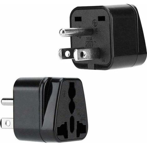 2x Schwarzer Netzsteckeradapter – 2er-Pack Reiseadapter Typ B für Steckdosen in Deutschland, Italien, Spanien und Frankreich – Konverter (1/4)