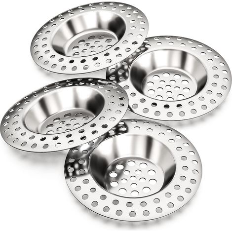 Colador de fregadero de 14 g, paquete de 4, apto para todo tipo de desagües, colador de fregadero de cocina, desagüe de bañera, colador de ducha, rejilla para fregadero de cocina (1/4)
