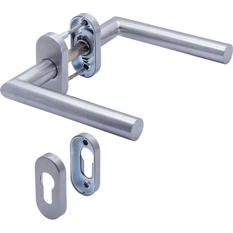 Per porta in acciaio inox per porta d'ingresso e porte interne con rosetta per chiavi, cilindro profilato, ( Tipo ad angolo retto ) (1/3)