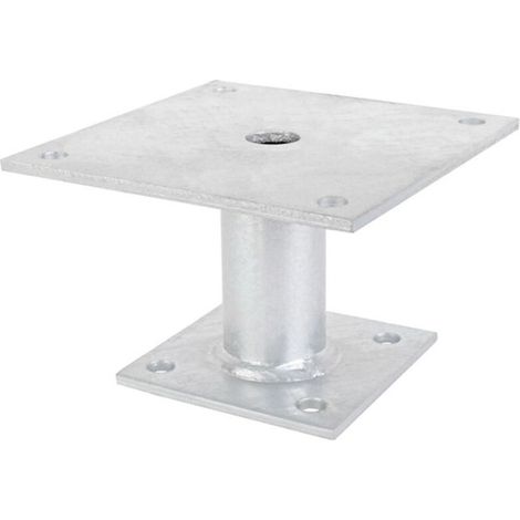 Pied de poteau galvanisé Ø42mm 150 x 100mm – Fixation à visser – Acier brut traité pour résistance à la corrosion – (1/4)