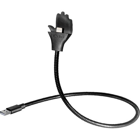 Flexible hand-holder for iphones flexible stand with integrated charging and data cable, 
especially stable, 
usb a - 8 pin, length 0,5 m
