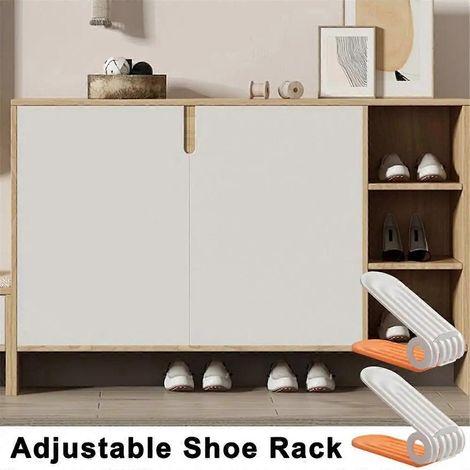 Organisateur de chaussures à 2 niveaux réglables, gain de place, porte-chaussures pour 10 paires -- (1/5)