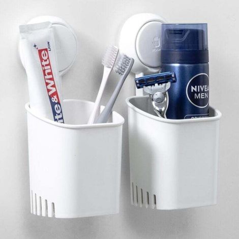 Lot de 2 Porte-brosses à Dents à Ventouse pour Douche, Support Amovible pour Salle de Bain, Brosse à Dents électrique, Dentifrice, Vaisselle pour Cuisine, sans Perçage, étanche