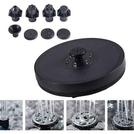 Pompe à fontaine solaire 4 en 1 avec éclairage LED et 6 types de jets d'eau. (1/3)