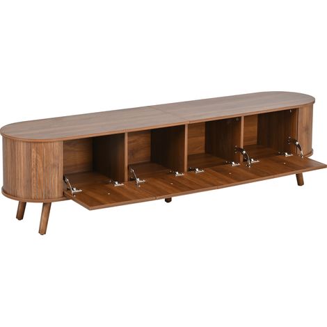 ELVMI Mobile TV con 4 Ante a Ribalta e Maniglie Dorate per Soggiorno in MDF e Pannelli di Particelle 180×38×47 cm Noce (1/4)