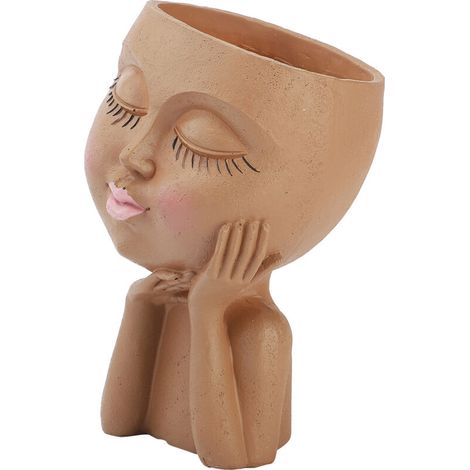 Pot de Fleur Visage en Résine avec Support pour Joues - Décoration Créative (1/5)