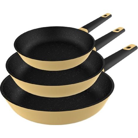 Set de Padelle 18-22-26 cm de alluminio fuso de alta qualità conconcon 5 strati e rivestimento Select Teflon® Rivestimento antiaderente esente de PFOA, fondo diffusore de Full Induction. (1/5)