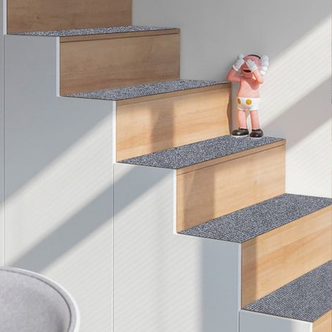 Lot de 4 tapis d'escalier antidérapants, découpables à 20 cm x 80 cm.Lot de 4 tapis d'escalier antidérapants (1/5)