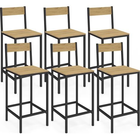 Set di 6 sgabelli da bar DETROIT con schienale sedia da cucina di design industriale