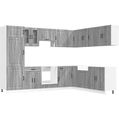 Maison Exclusive - Mueble cocina Kalmar sonoma gris 14 pzas mader (1/5)