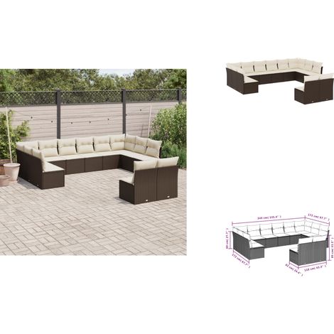 12-tlg. Garten-Sofagarnitur mit Kissen Braun Poly Rattan - Gartensofas - Outdoor Möbel - Gartenmöbel Set - Rattan Sofa - Lounge Set (1/3)