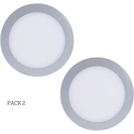 Easy Circular - 2 Downlights con LED integrado 4000K para iluminar hacia abajo ON/OFF ø22,5cm Color Gris