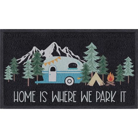 Paillasson de Camping Tapis de Porte pour Caravane, Home is Where We Park It, Absorbant et Lavable Paillasson de Porte pour Intérieur, Extérieur, Couloir, Entrée, 45 × 75 cm (1/5)