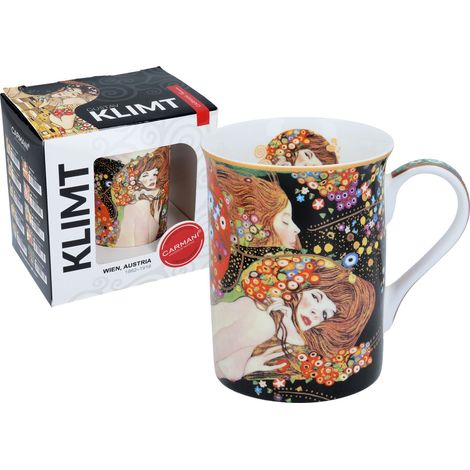 Taza de porcelana Gustav Klimt con serpientes de agua clásicas. Regalo nuevo para el hogar. (1/3)