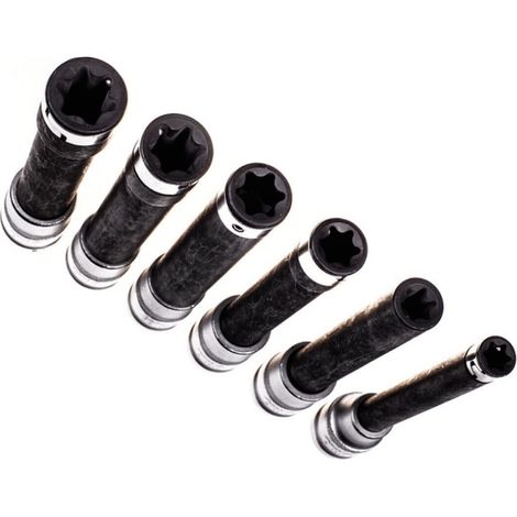 CHIAVI A BUSSOLA BUSSOLE TORX FEMMINA LUNGHE E10 E20 IMPATTO 1/2&quot 6 PZ ET6sa