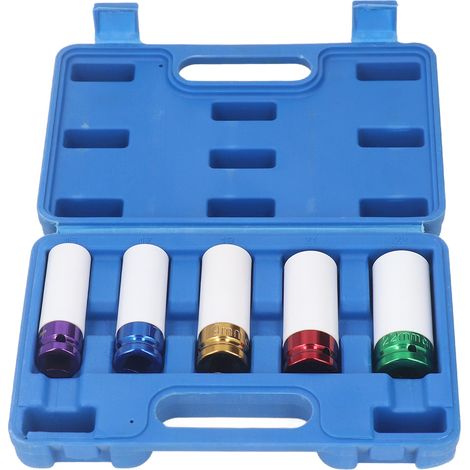 Jeu de 5 douilles à impact 6 pans (15, 17, 19, 21 et 22 mm) pour écrous de roue, entraînement 1/2 pouce. (1/5)