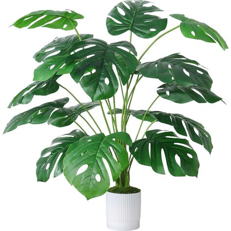 Plante artificielle - Feuilles de palmier en pot - 18 branches - 71 cm - Plantes artificielles - Feuilles vertes tropicales - Plante hawaïenne - Grande plante verte (1/5)