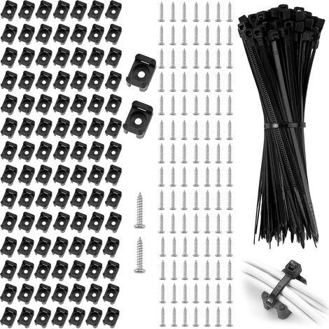 Kit de 100 bridas de pared Serflex con bases de sujeción y tornillos. (1/5)