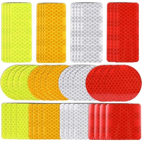 48 pièces Bande Reflechissante Autocollante, Autocollant Reflechissant Bande d'avertissement, Bandes Reflechissantes Adhesives, Autocollants Reflecteurs, pour Vélo, Poussette, Moto (1/5)