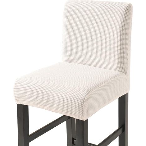 Housses de Chaise de Tabouret Couvre Chaise de Bar Extensibles Housses Chaise à Dossier Bas avec Dossier Lot de 4 Blanche (1/5)