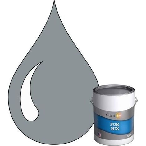 Peinture d'Accroche et Finition 2 en 1 - POK - POK MIX - Acrylique Satinée - RAL 7001 - 1L (1/4)