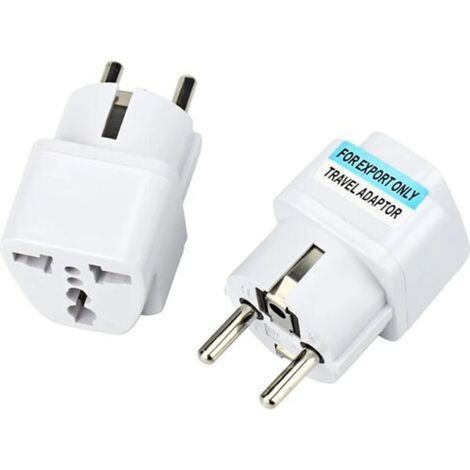 2x Adaptateur Universel Secteur US/UK/Chine vers Europe (EU) / France (FR) Prise électrique avec Terre Normes CE RoHS 16A Blanc Compatible with Clarisonic mia2, Philips,Oral b, Samsung (1/4)