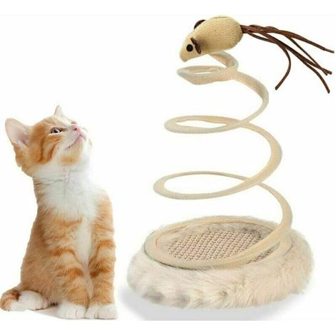 ZVD Chat Jouet Souris avec Ressort Antidérapant Base en Bois Mobile Souris Jouet Jouet à Gratter-Fei Yu (1/4)