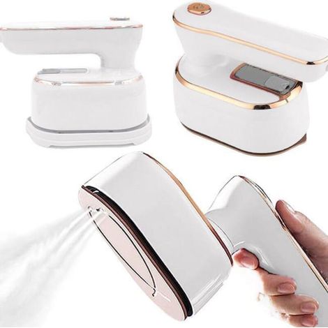 Ferro da stiro a vapore, mini vaporizzatore da 1000 W, riscaldamento rapido in 20 secondi, serbatoio dell'acqua da 100 ml, per tessuti asciutti e bagnati. (1/4)