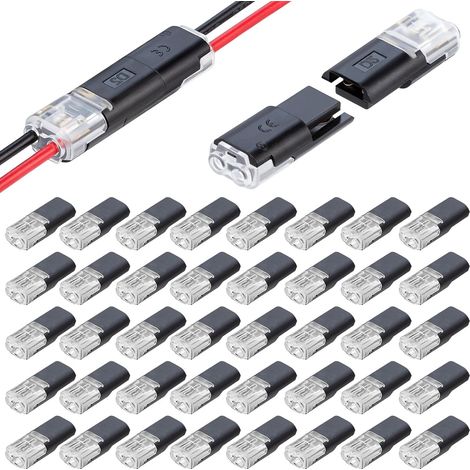 Lot de 40 connecteurs de voiture à 2 broches Connecteurs étanches pratiques et rapides-Connecteur de câble à 2 broches-Connecteur de câble enfichable pour cable 18-22 AWG (1/5)
