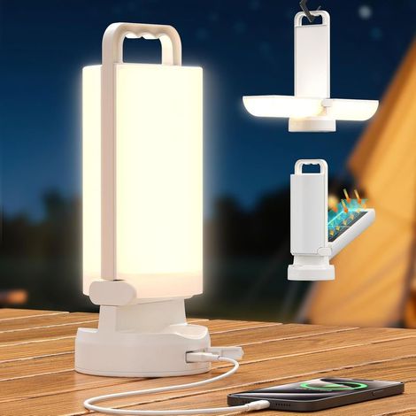 Lampe Camping Solaire 8000mAh, Lampe de Camping LED Pliable Ultra lumineuse avec 3 Modes & Commande Tactile, IPX5 Lanterne Camping Rechargeable pour Tentes, Pannes Courant, Randonnée, Urgences (1/5)