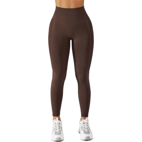Leggings Yoga - Taille Haute Élastique - Séchage Rapide - Pour Course Fitness et Activités Sportives - Marron - 1 Pièce (1/5)