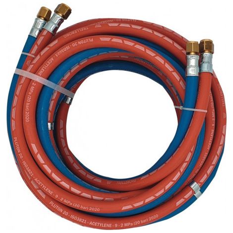 Tuyau de gaz autogène L.15m ID 6/9mm Epaisseur .5/3.5mm bleu/rouge