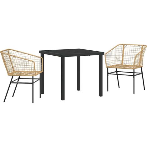 Ensemble de salle à manger pour jardin 3 pcs,Salon de jardin Marron polyrotin CFW50943 (1/5)