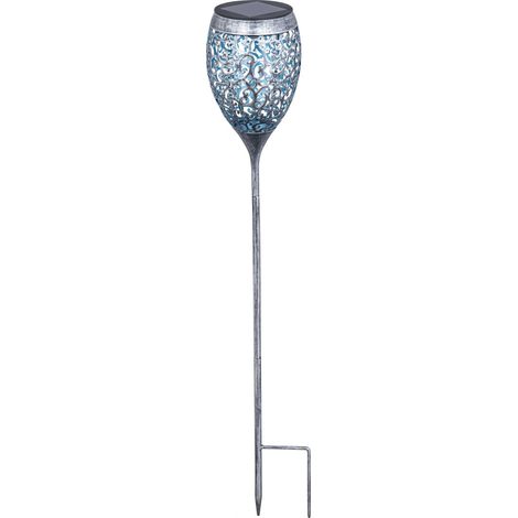 TrendLine LED Solarfackel Ornament 75,5 cm silber Solar-Bodenleuchten (1/2)
