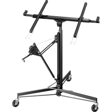 Wiltec Alzalastre per cartongesso XXL fino a max. 68 kg, altezza 140-350 cm, larghezza max. 2,90 m, ausilio per il montaggio, uso con 1 sola persona, 3 ruote con freno di stazionamento, nero