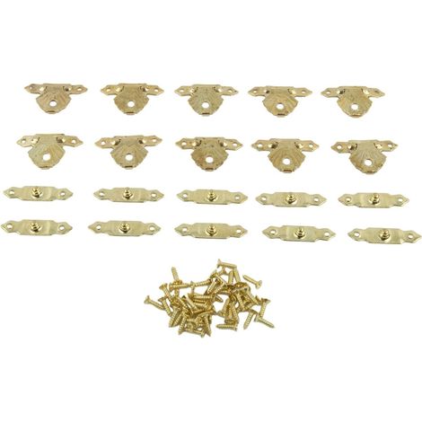 Lot de 10 fermoirs avec 40 vis en fer pour boîte à bijoux, boîte en bois, cadenas, petits moraillon en bronze antique (doré) (1/5)