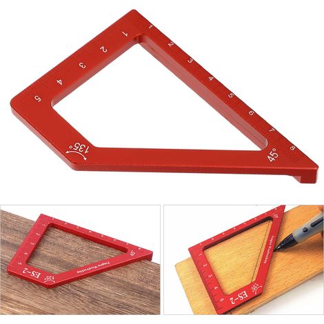 ES-2 Anreißlineal aus Aluminiumlegierung für Holzbearbeitung, 45°/90° Präzisions-Messwerkzeug (metrisch) (1/5)