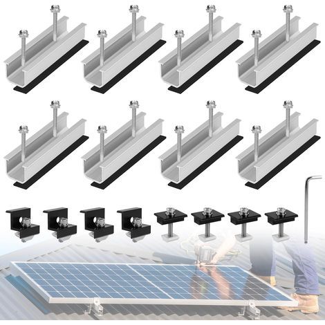 Set mit 8 Aluminium-PV-Solarmodulhalterungen, Solarmodulträger, Flachdach (1/5)
