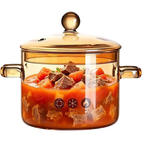 Pot De Mijotage Plat De Cuisson En Verre Transparent Résistant À La Chaleur Marmite À Ragoût Pour Bouillir Lait Pâtes Soupe Aliments Thé Vapeur Chaud Maison Cuisinière (1/5)