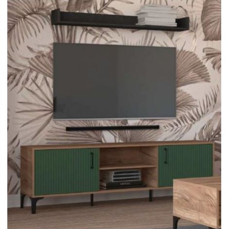 Meuble TV LUGO coloris chêne vert 164,5x40x58,4 cm (1/5)