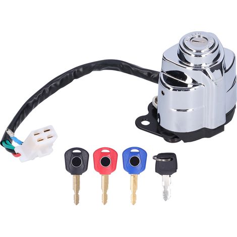 Antivol de contacteur d'allumage pour moto avec 3 clés de couleurs différentes, compatible avec Honda Shadow VT600, VT400, VT750 et Steed VLX 400 (1/5)