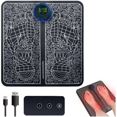 Masseur de pieds électrique – 8 modes et 19 intensités – Améliore la circulation sanguine – Soulagement des douleurs musculaires