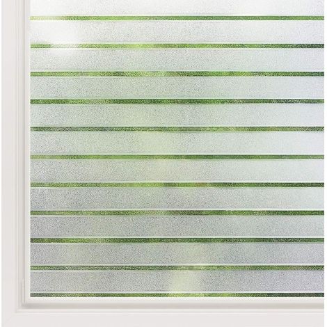 Film Fenetre Electrostatique Motif à Rayure Horizontal Film Opaque pour Vitre Autocollant Dépoli Statique Non Adhésif Protection Vitre Brise Vue Cuisine Maison Salle de Bain 45x200CM (1/5)