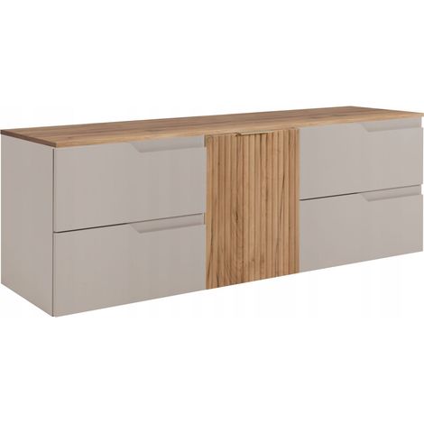 Meuble de salle de bain 160 cm - Kashmir / Chêne Craft - Design moderne - Fronts MDF élégants (1/5)